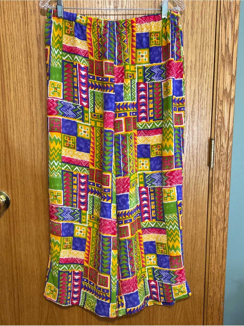 The La costa spa Silk Palazzo Pants Woman’s Medium Bright Colors Vintage